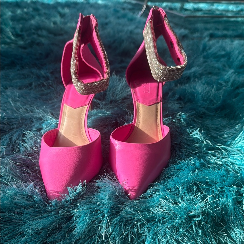 SCHUTZ Pink Heels with Embellished Strap